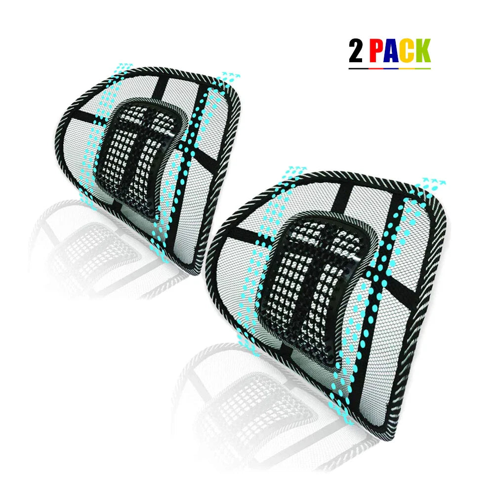 Universal 2x Mesh Back Support Lumbar Brace For Car Office Seat Chair Cushion