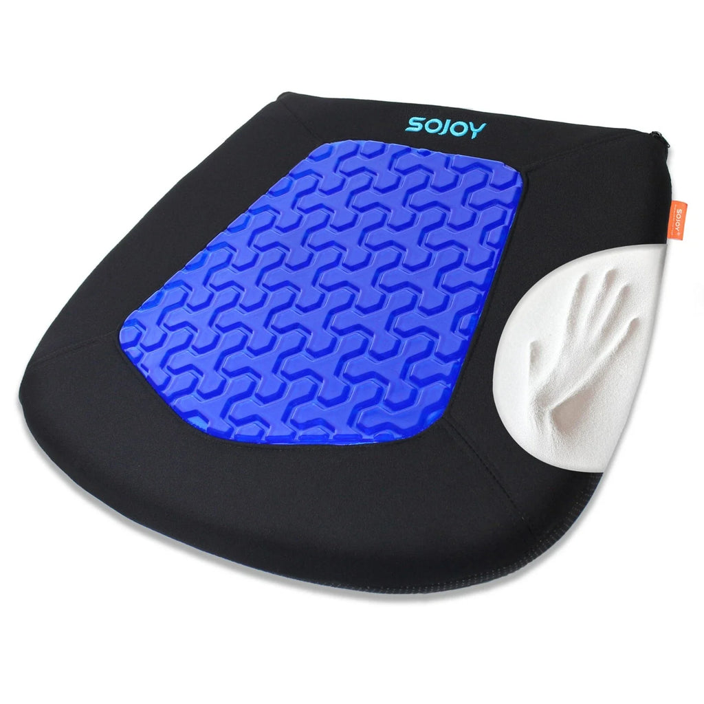 Sojoy Exposed Gel Car Seat Cushion Orthopedic Comfort Memory Foam Pad for Driver