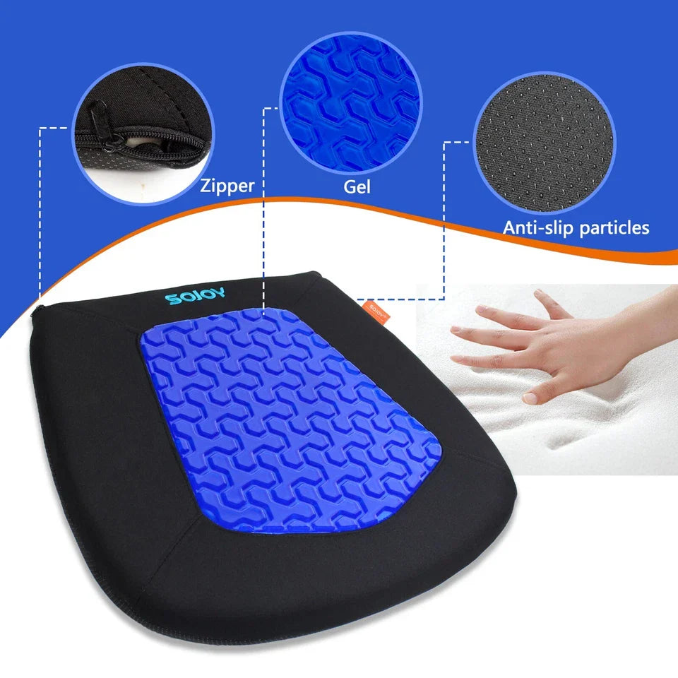 Sojoy Exposed Gel Car Seat Cushion Orthopedic Comfort Memory Foam Pad for Driver